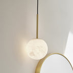 Lucent pendant light, white/brass, Ø 3.9 in, marble, G9