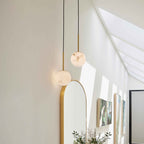 Lucent pendant light, white/brass, Ø 3.9 in, marble, G9