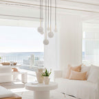 Lucent pendant light, white/brass, Ø 3.9 in, marble, G9