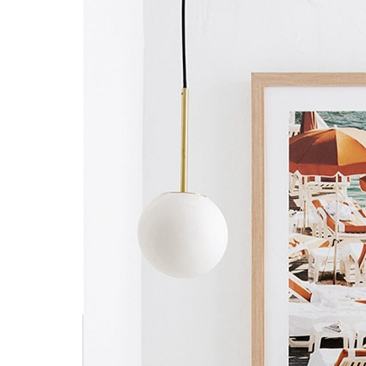 Lucente pendant light, white/brass, Ø 6.3 in, marble, G9