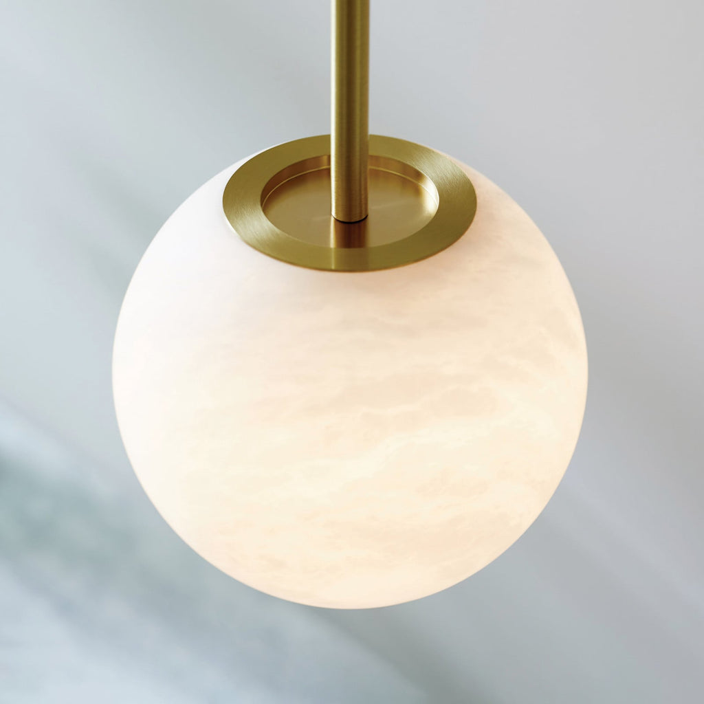 Lucente pendant light, white/brass, Ø 6.3 in, marble, G9