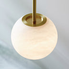 Lucente pendant light, white/brass, Ø 6.3 in, marble, G9
