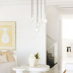 Lucente pendant light, white/brass, Ø 6.3 in, marble, G9