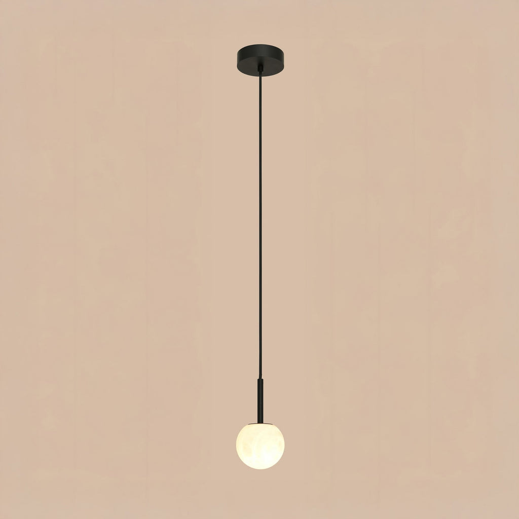 Lucente pendant light, white/black, Ø 3.9 in, marble, G9