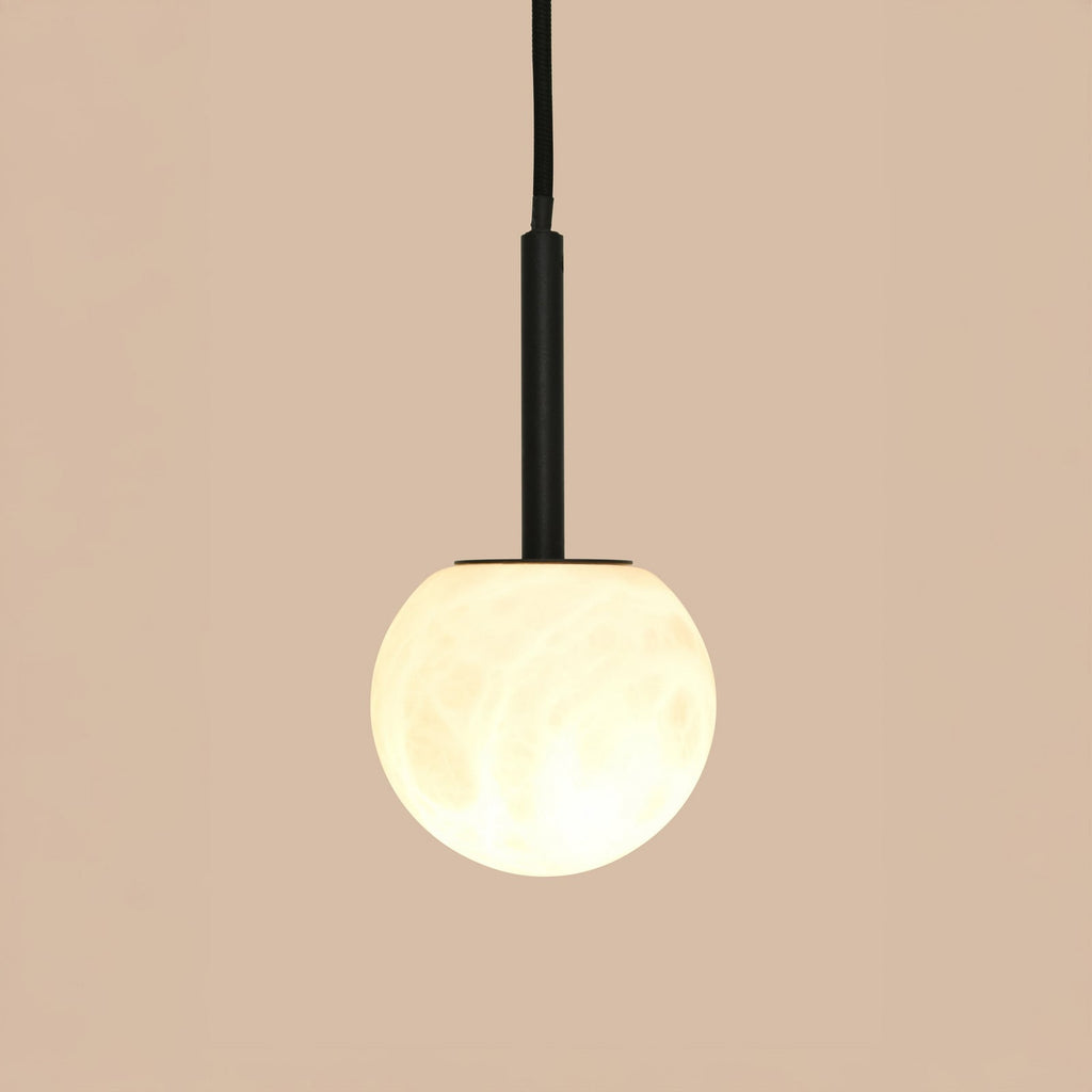 Lucente pendant light, white/black, Ø 3.9 in, marble, G9