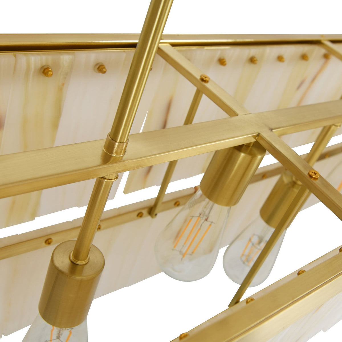 Elora pendant light, brass/white, Jade, length 45.7 in, E26
