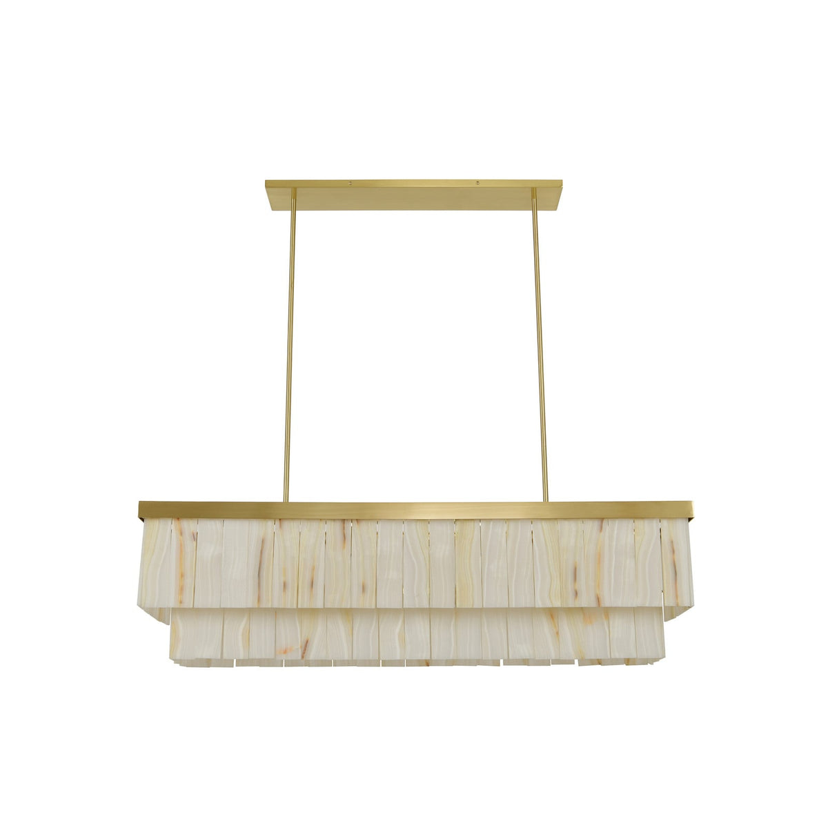 Elora pendant light, brass/white, Jade, length 45.7 in, E26
