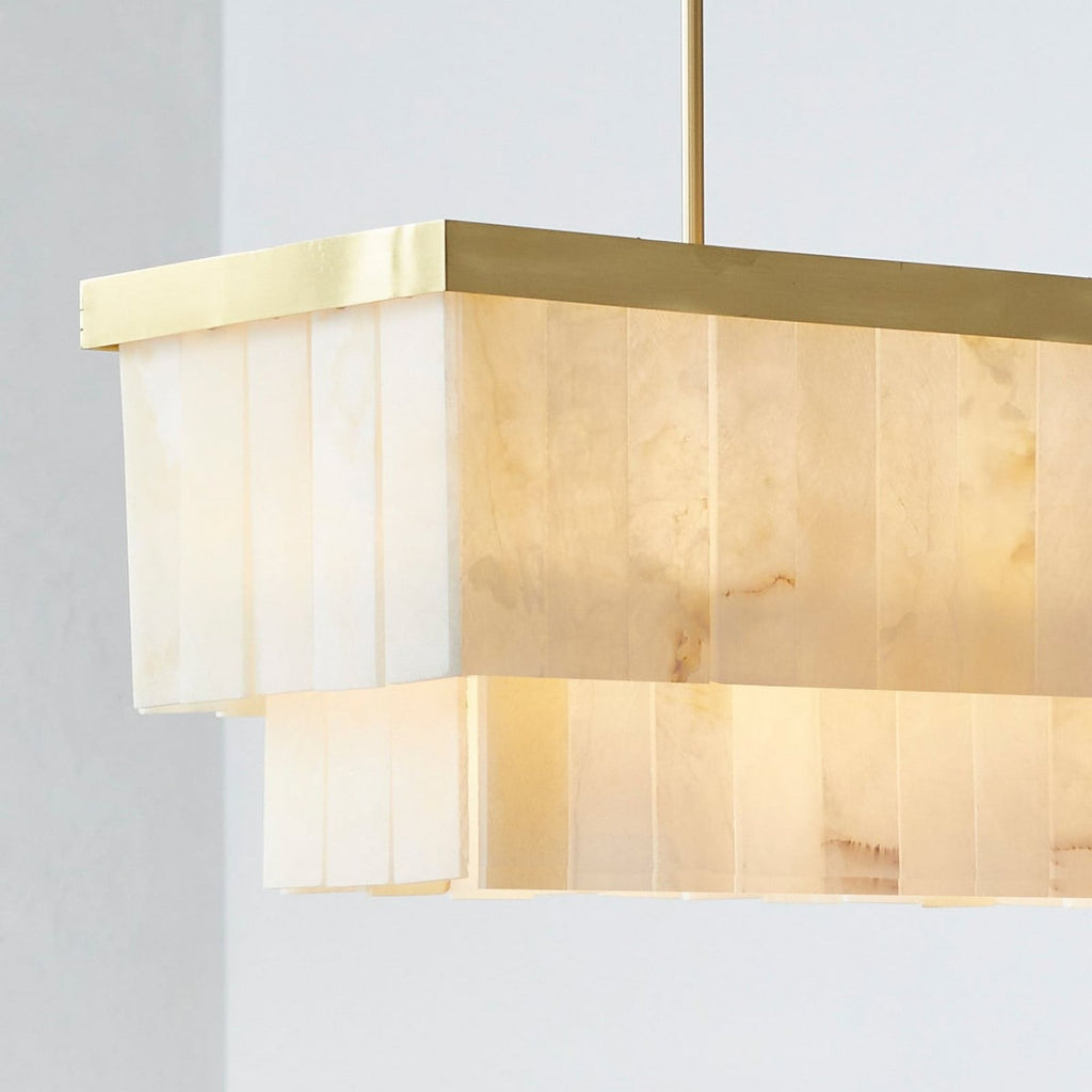 Elora pendant light, brass/white, Jade, length 45.7 in, E26