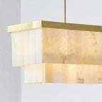 Elora pendant light, brass/white, Jade, length 45.7 in, E26