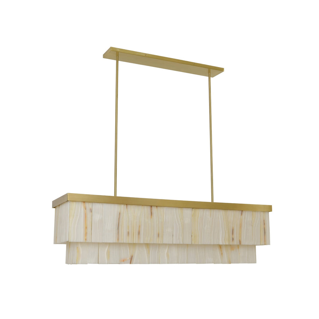 Elora pendant light, brass/white, Jade, length 45.7 in, E26