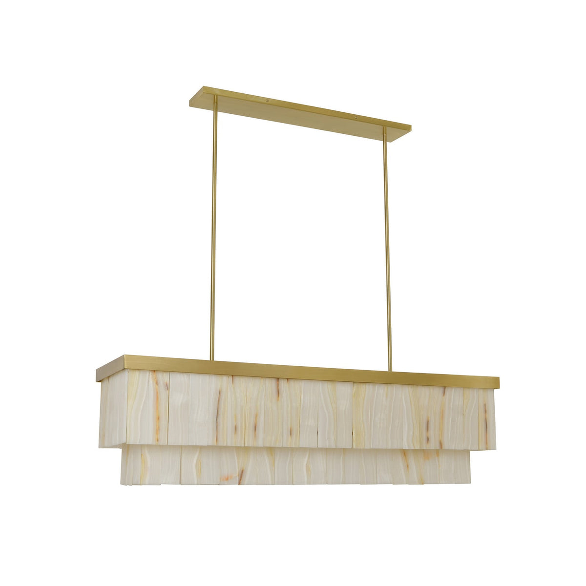 Elora pendant light, brass/white, Jade, length 45.7 in, E26