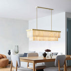 Elora pendant light, brass/white, Jade, length 45.7 in, E26