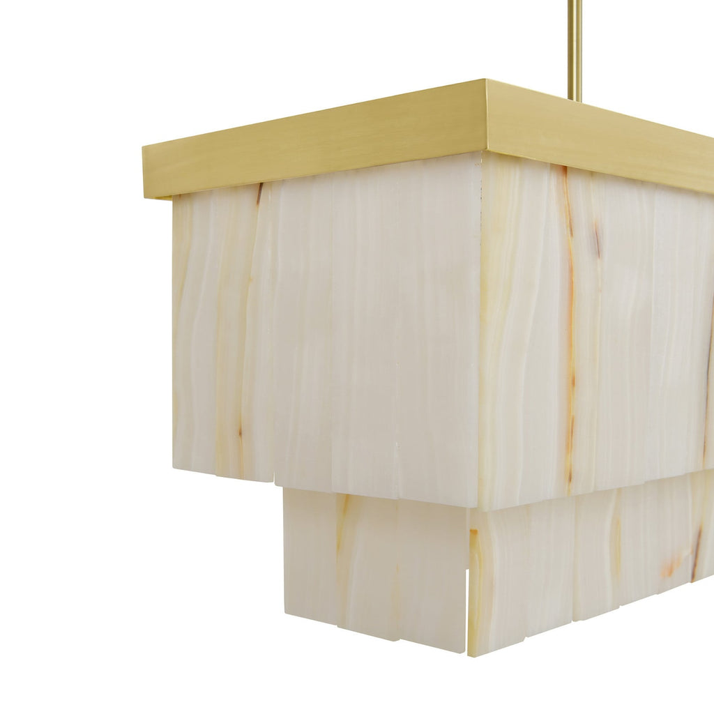 Elora pendant light, brass/white, Jade, length 45.7 in, E26