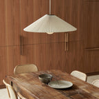 Amore pendant light, beige, Ø 18.1 in, fabric, E26