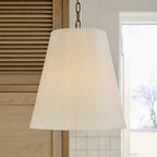 Amici pendant light, beige, Ø 17.5 in, fabric, E26