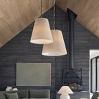 Amici pendant light, beige, Ø 17.5 in, fabric, E26