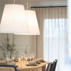 Amici pendant light, white, Ø 23.6 in, fabric, E26