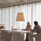 Amici pendant light, white, Ø 23.6 in, fabric, E26