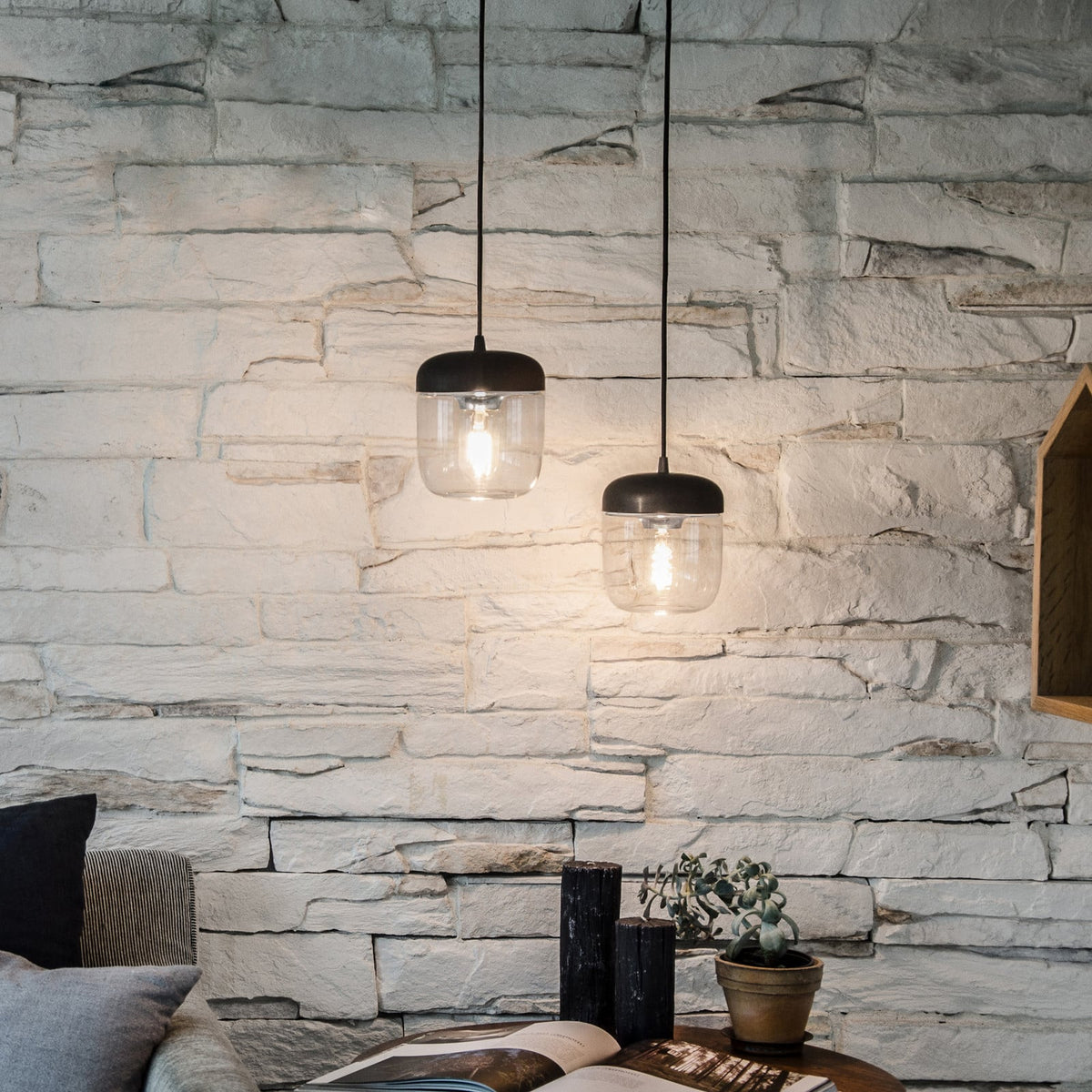 Acorn 5 1/2" Black Clear LED Pendant Light