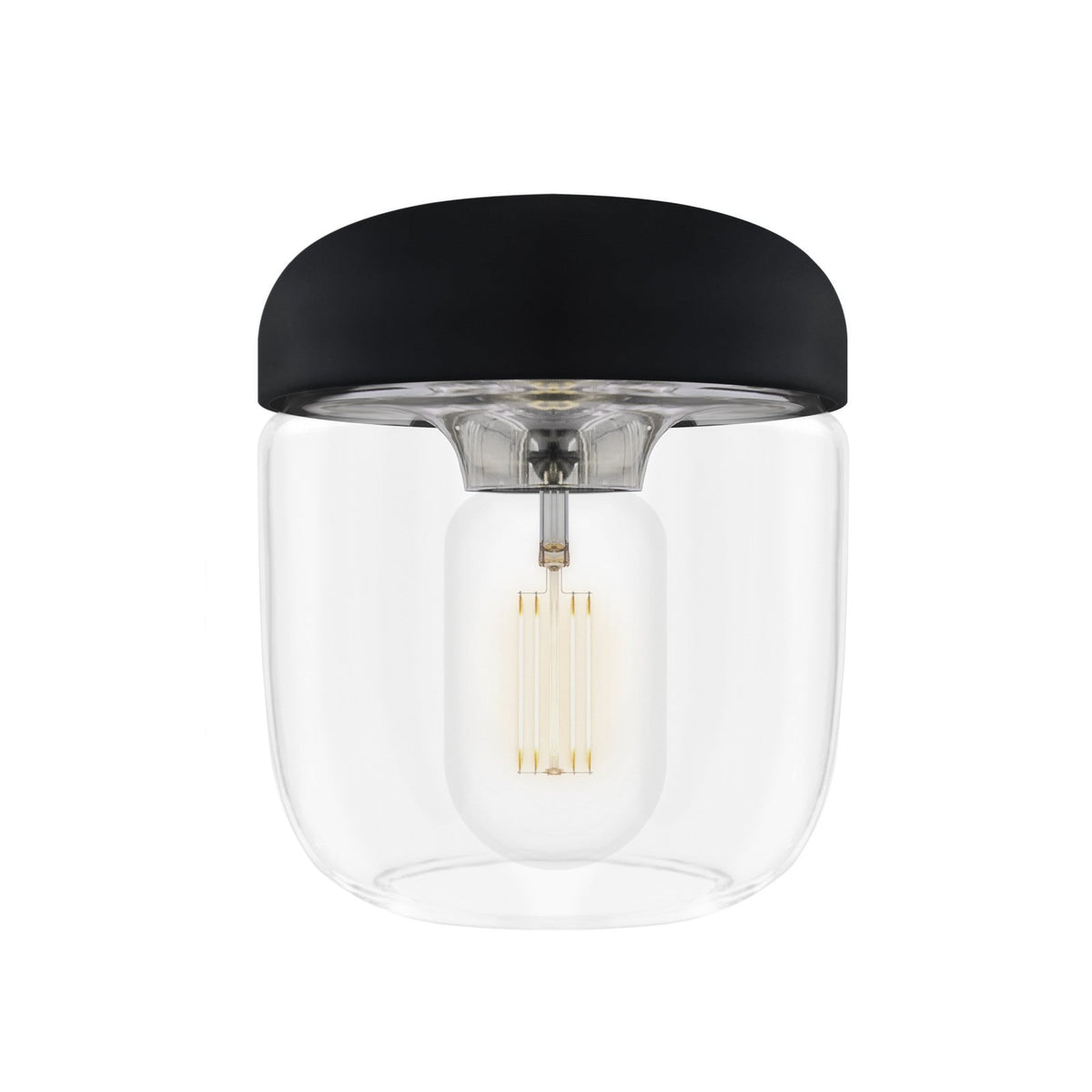 UMAGE Acorn Hanging Light, black/steel/clear, Ø 5.5 in E26 LED