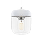 UMAGE Acorn hanging light, white/steel/clear, Ø 5.5 in, E26 LED