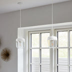 UMAGE Acorn hanging light, white/steel/clear, Ø 5.5 in, E26 LED