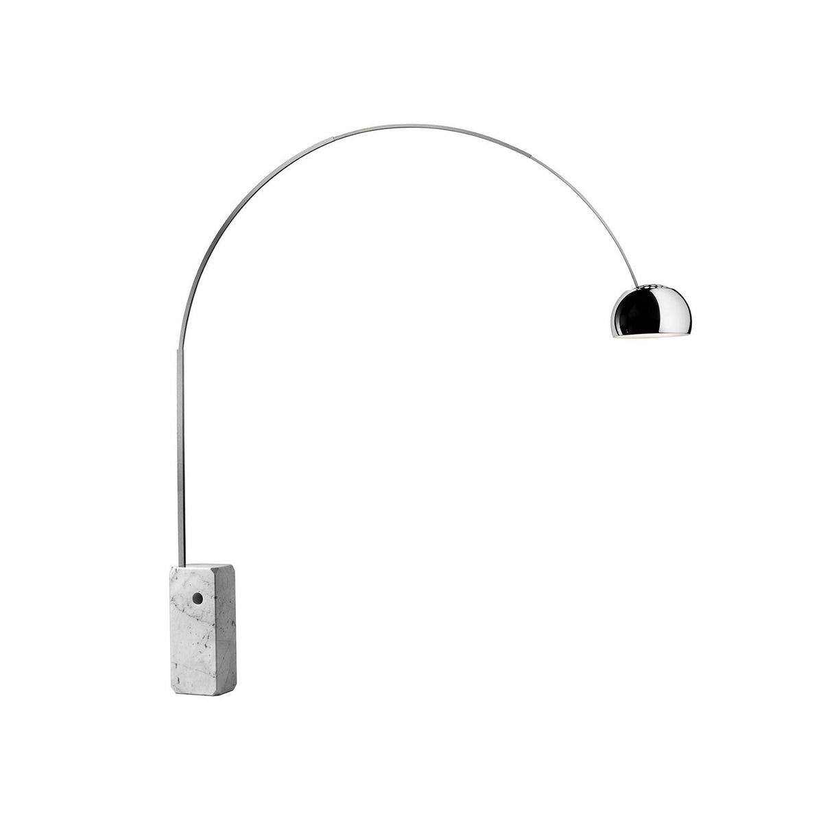 FLOS Arco E26 floor lamp, marble base, stainless steel, aluminium