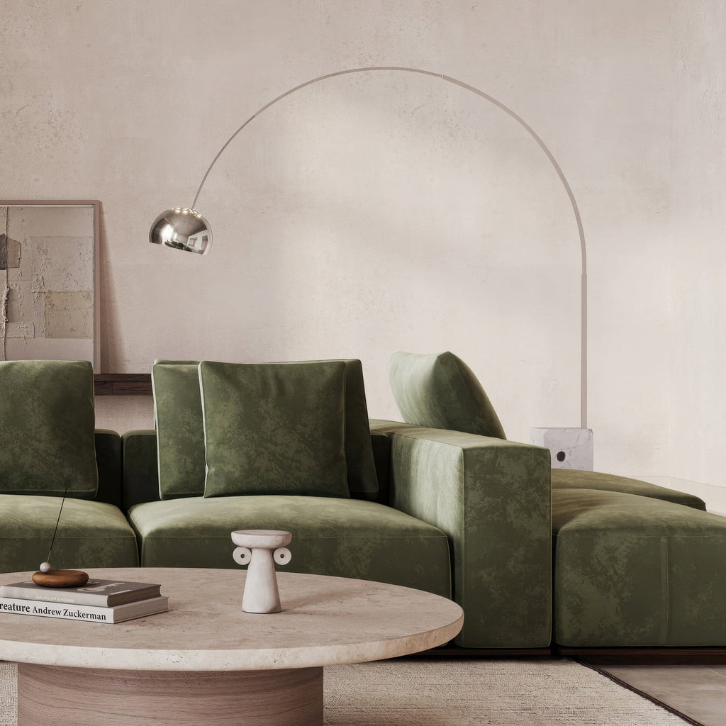 FLOS Arco E26 floor lamp, marble base, stainless steel, aluminium