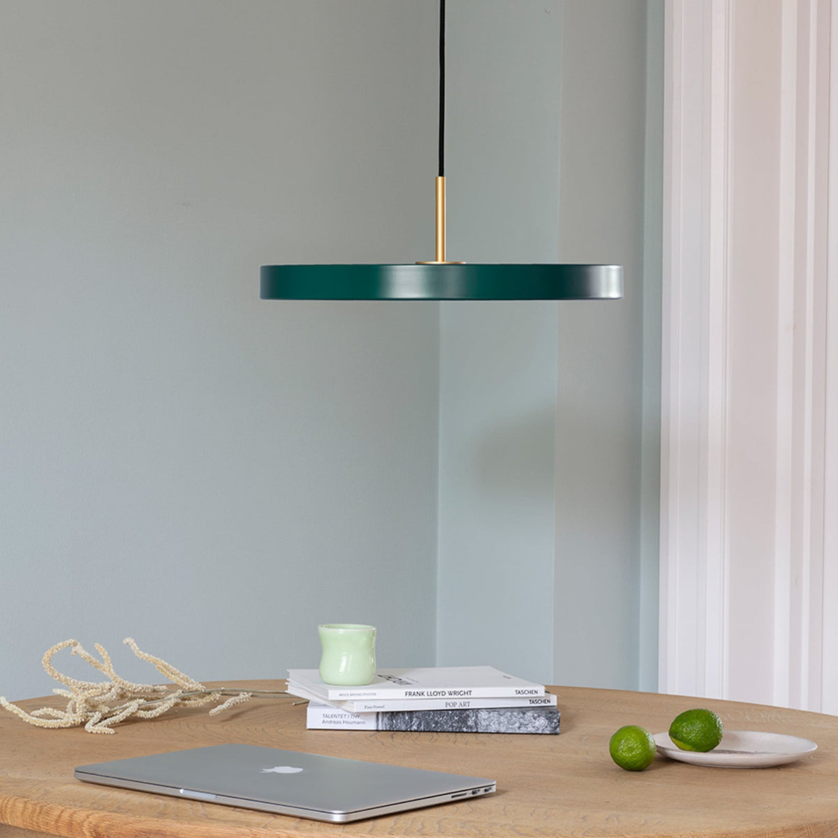 UMAGE Asteria LED pendant light, forest green, Ø 16.9 in
