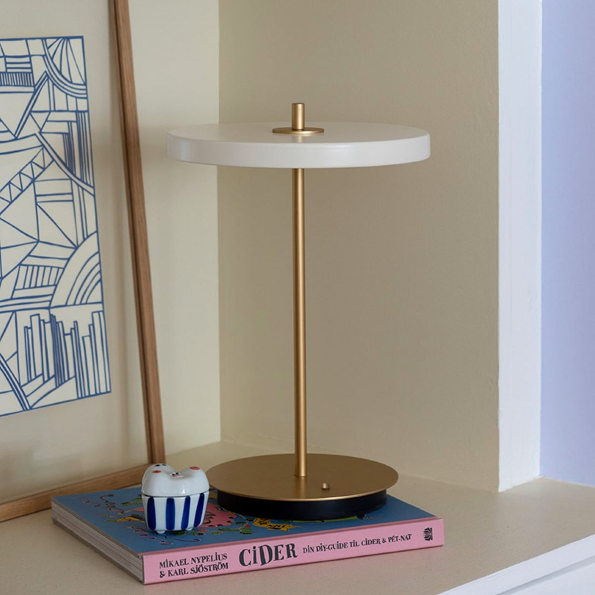 UMAGE Asteria Move Portable Rechargeable Table Lamp, cream, 12-inch, dimmable