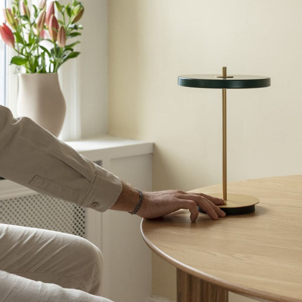 UMAGE Asteria Move Portable Rechargeable Table Lamp, forest green, 12 in