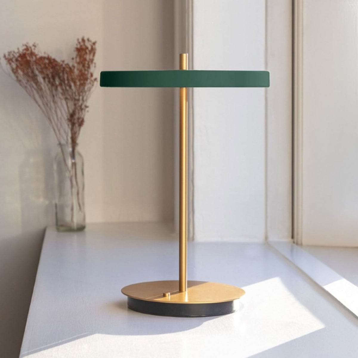UMAGE Asteria Move Portable Rechargeable Table Lamp, forest green, 12 in
