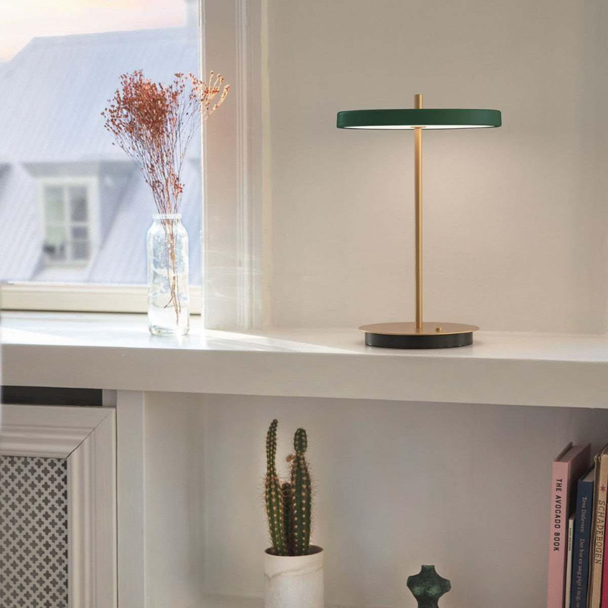 UMAGE Asteria Move Portable Rechargeable Table Lamp, forest green, 12 in