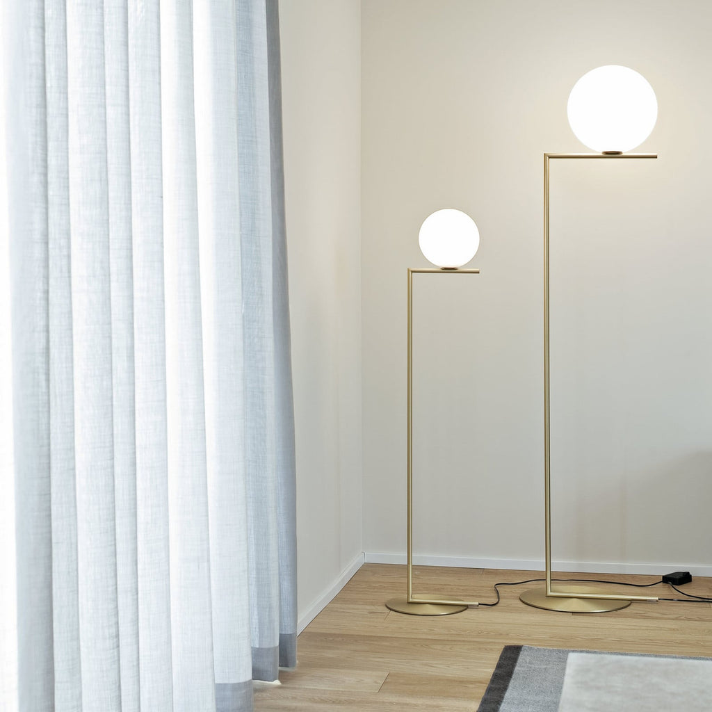 FLOS Ic F1 floor lamp, brass, handblown glass, G9