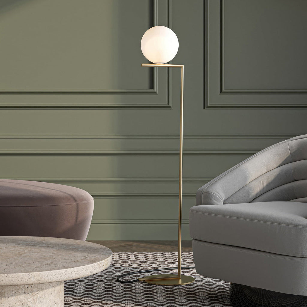 FLOS Ic F1 floor lamp, brass, handblown glass, G9