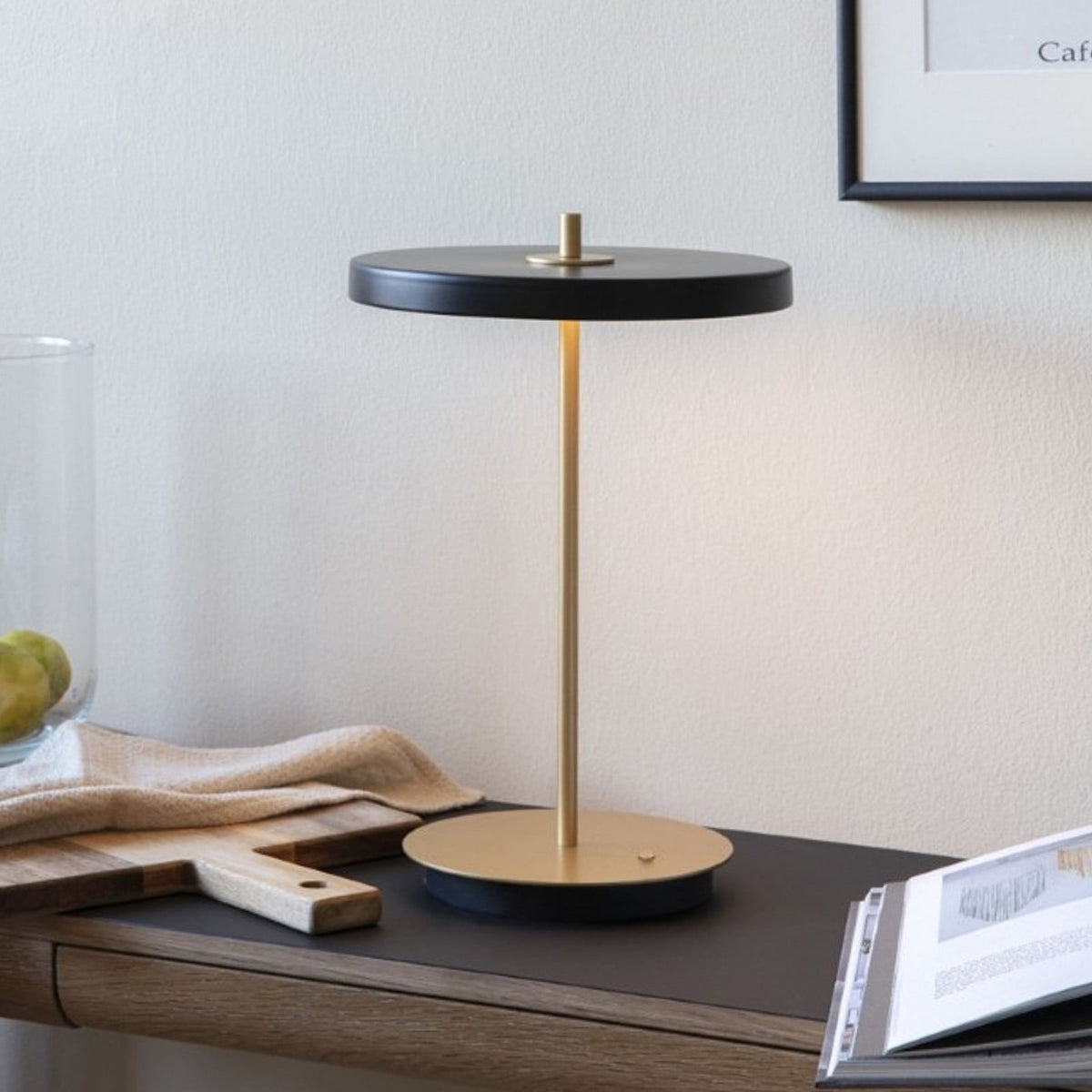 Asteria Move 12" Black LED Rechargeable Table Lamp