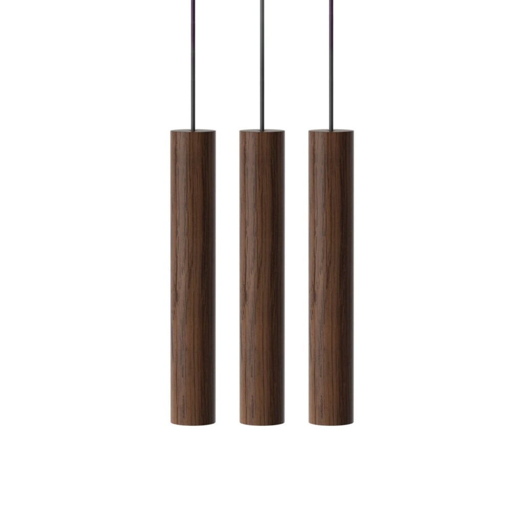 UMAGE LED hanging light, ‘Chimes Cluster’, dark oak, 3-bulb