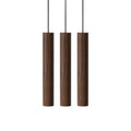 UMAGE LED hanging light, ‘Chimes Cluster’, dark oak, 3-bulb