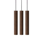 UMAGE LED hanging light, ‘Chimes Cluster’, dark oak, 3-bulb