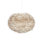 UMAGE Eos Large hanging light, light brown, Ø 25.6 in, feathers