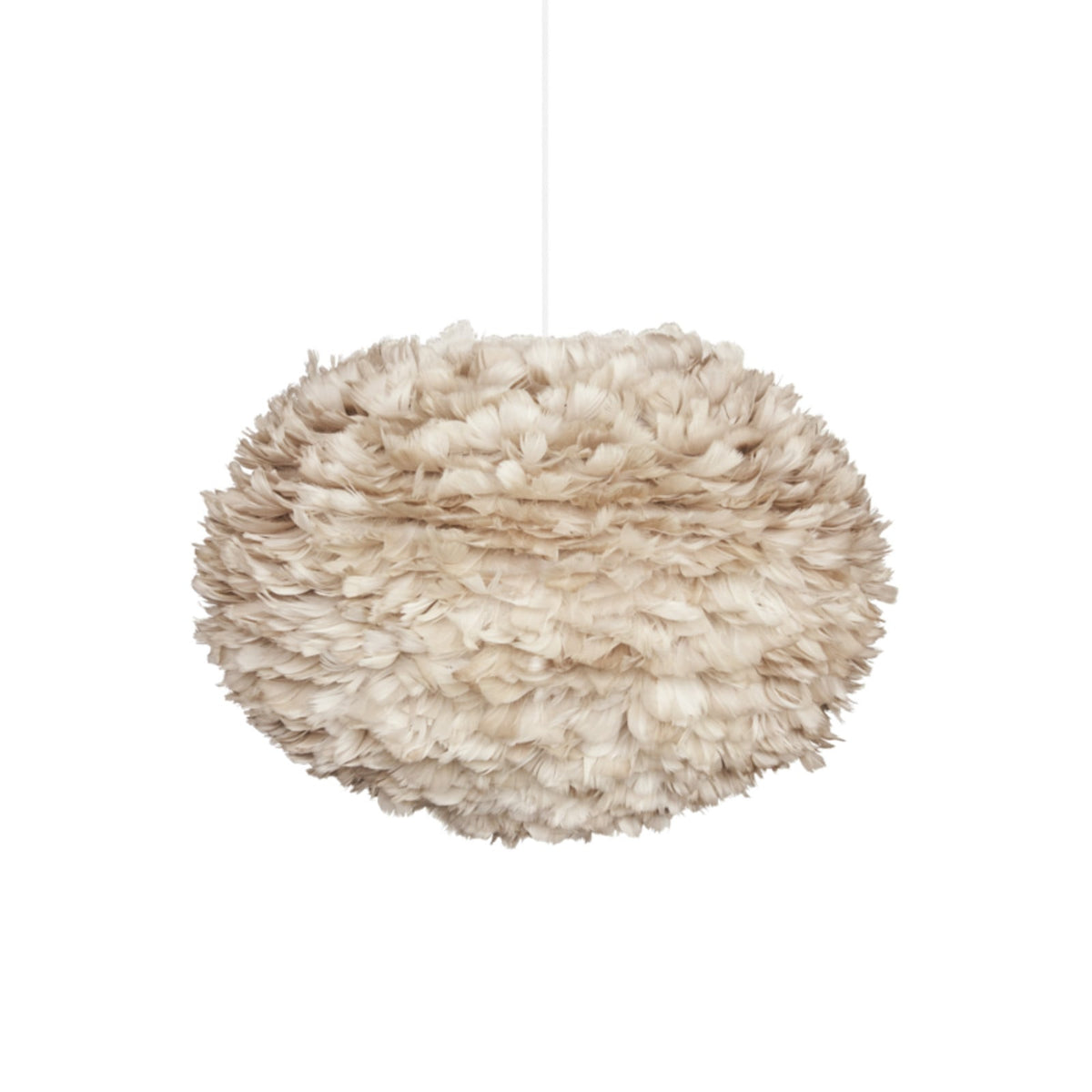 UMAGE Eos Large hanging light, light brown, Ø 25.6 in, feathers
