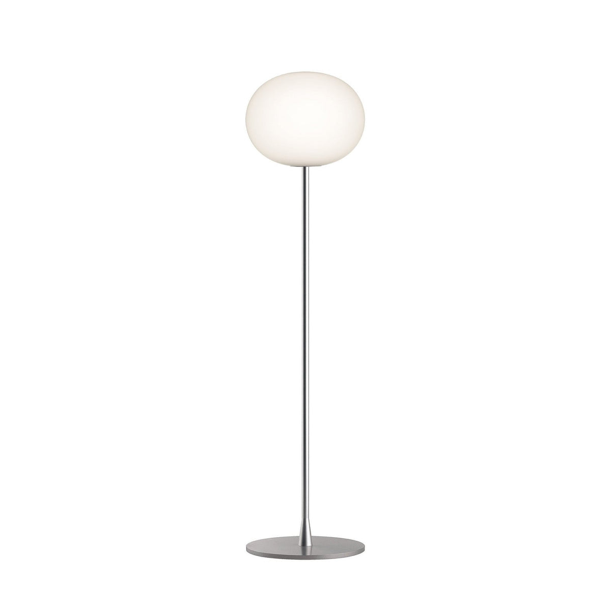 FLOS Glo-Ball F1 floor lamp, silver, steel, glass, E26