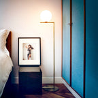 FLOS Ic F2 floor lamp, brass, handblown glass, E26