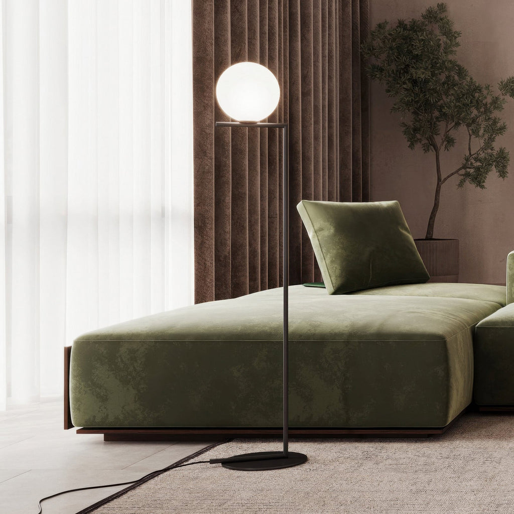 FLOS Ic F2 floor lamp, black, steel, glass, E26