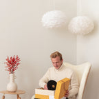 UMAGE Eos Medium Hanging Light, white, Ø 17.7 in, feathers