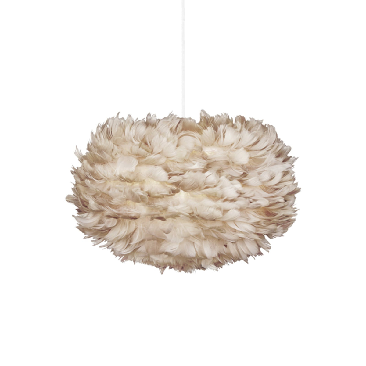 UMAGE Eos Medium Hanging Light, light brown, Ø 17.7 in, feathers