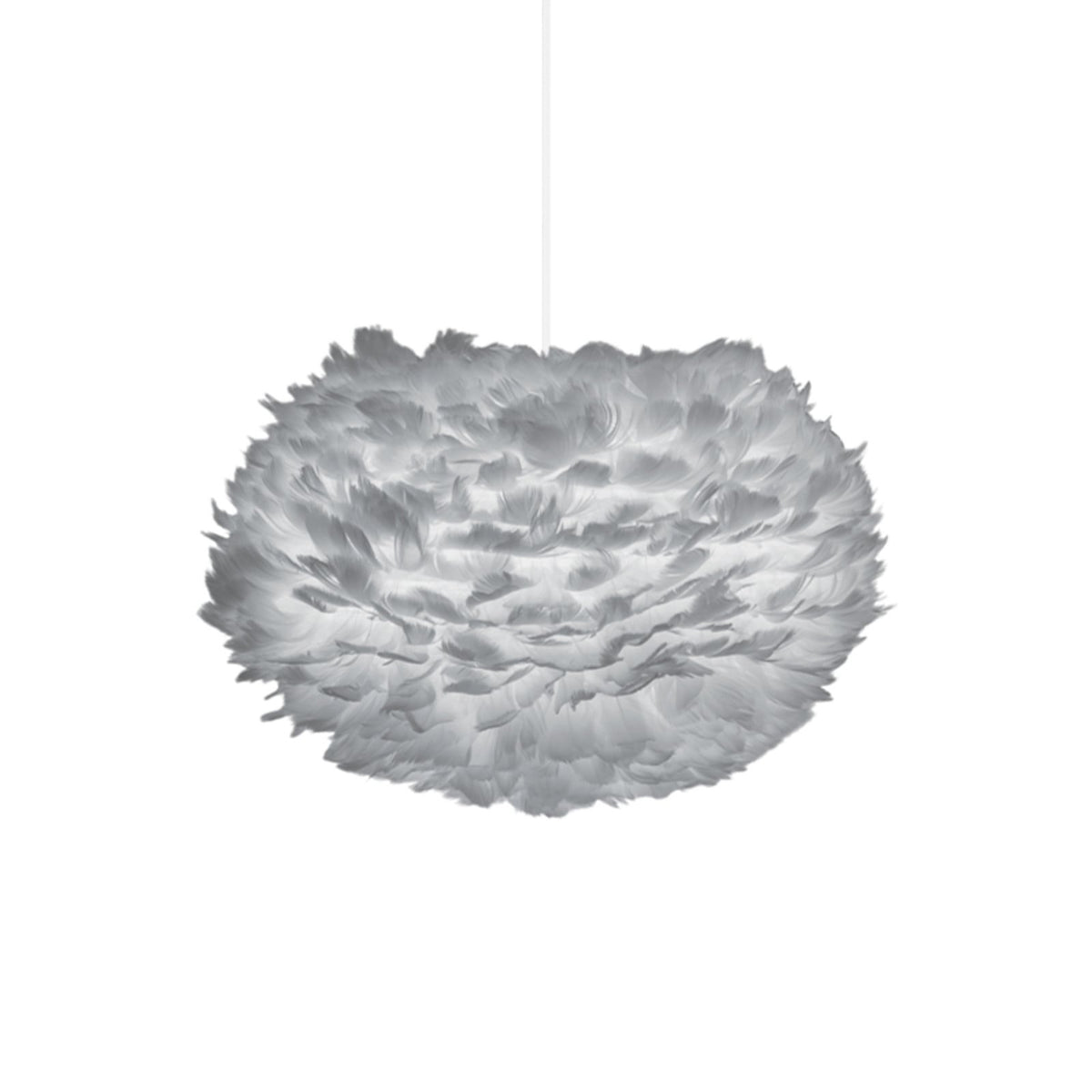 UMAGE Eos Medium hanging light, grey, Ø 17.7 in, feathers
