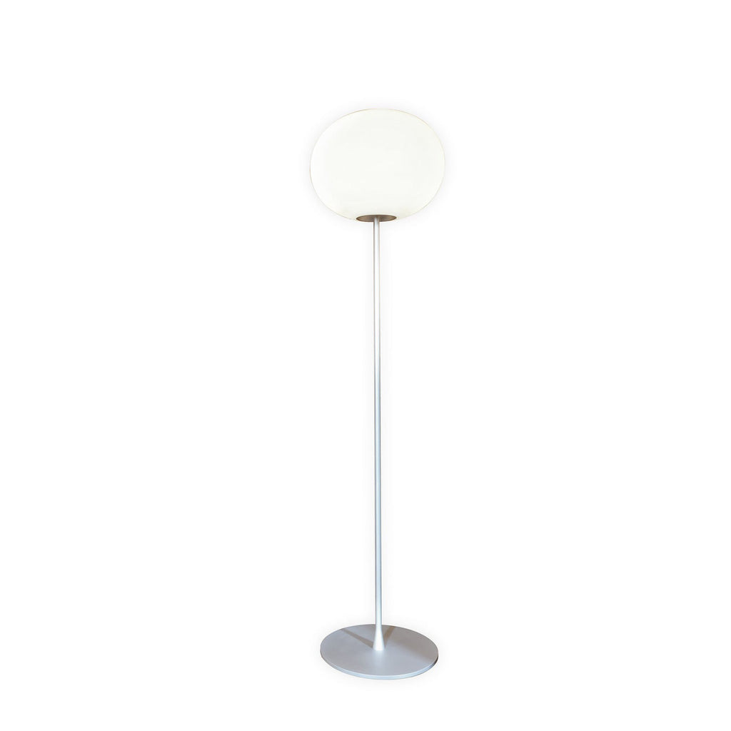 FLOS Glo-Ball F3 floor lamp, silver/white, glass, steel, E26