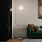 FLOS Ic F1 floor lamp, chrome/white, glass, steel, G9