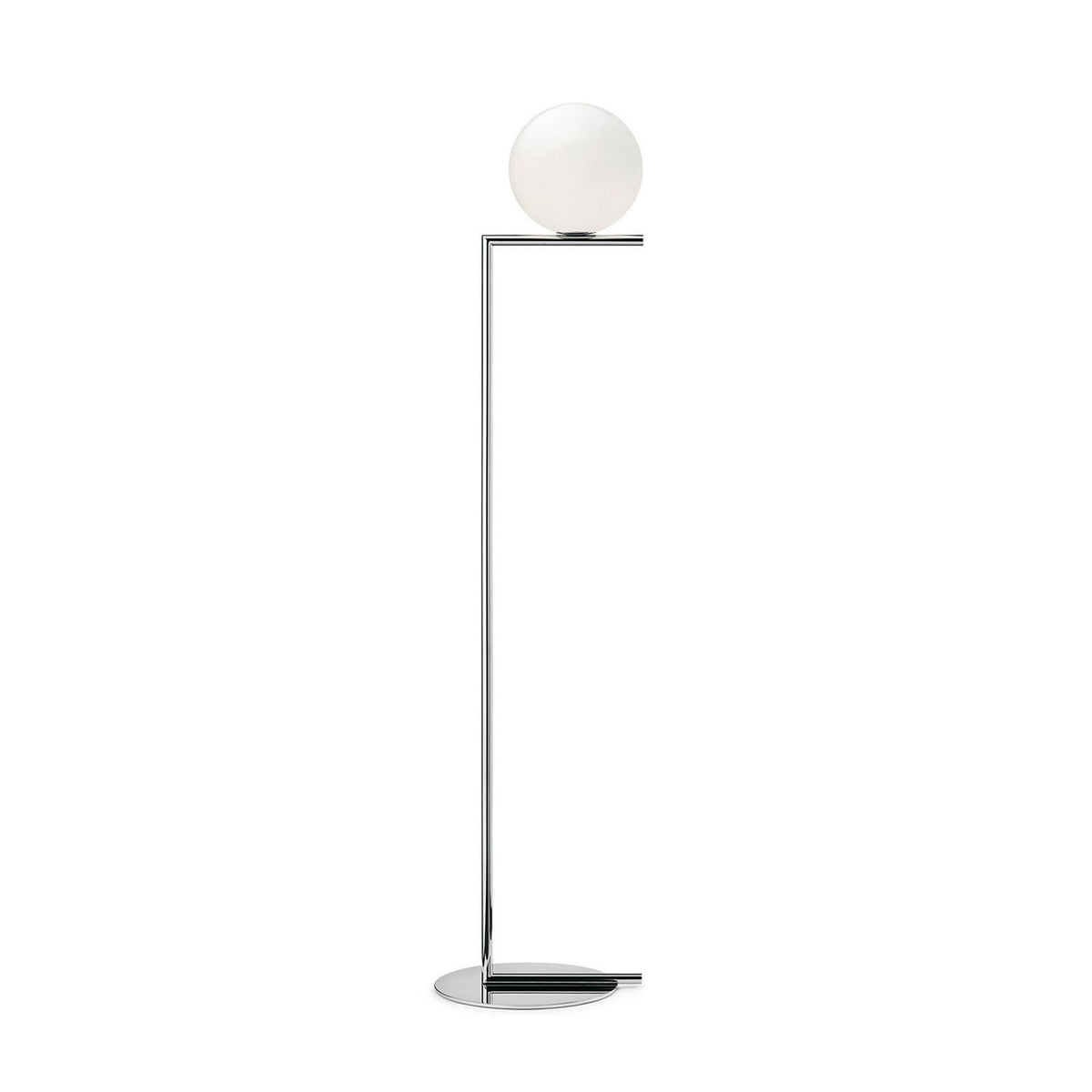 FLOS Ic F1 floor lamp, chrome/white, glass, steel, G9